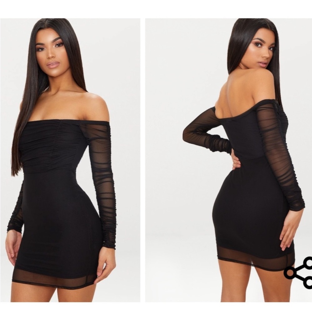 Black Bardot Bodycon Dress